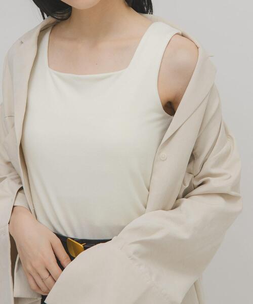 KBF（ケイビーエフ）の「ピーチスキン2WAYタンクトップ（タンクトップ・レディース・ブラック/チャコールグレー/オフホワイト・ONE）」の4枚目の写真