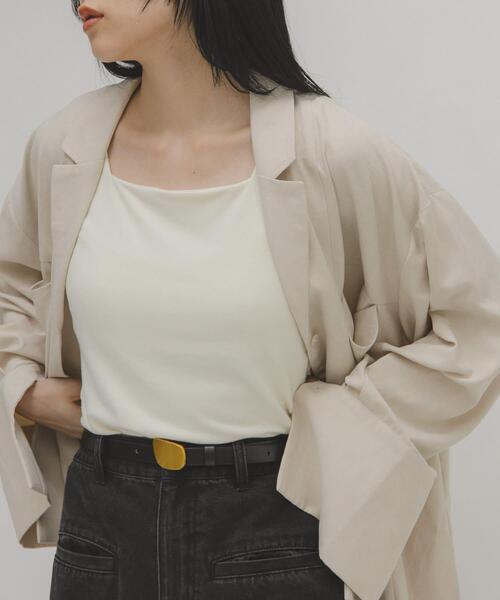 KBF（ケイビーエフ）の「ピーチスキン2WAYタンクトップ（タンクトップ・レディース・ブラック/チャコールグレー/オフホワイト・ONE）」の5枚目の写真