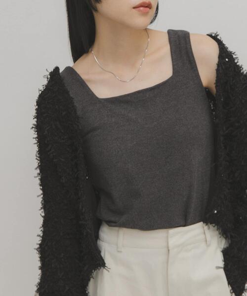 KBF（ケイビーエフ）の「ピーチスキン2WAYタンクトップ（タンクトップ・レディース・ブラック/チャコールグレー/オフホワイト・ONE）」の11枚目の写真