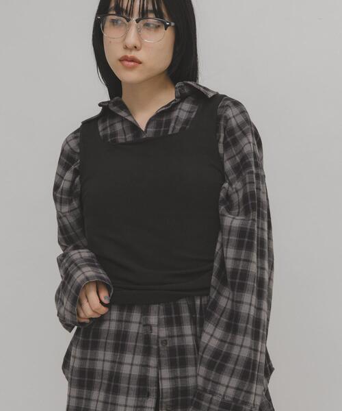 KBF（ケイビーエフ）の「ピーチスキン2WAYタンクトップ（タンクトップ・レディース・ブラック/チャコールグレー/オフホワイト・ONE）」の20枚目の写真