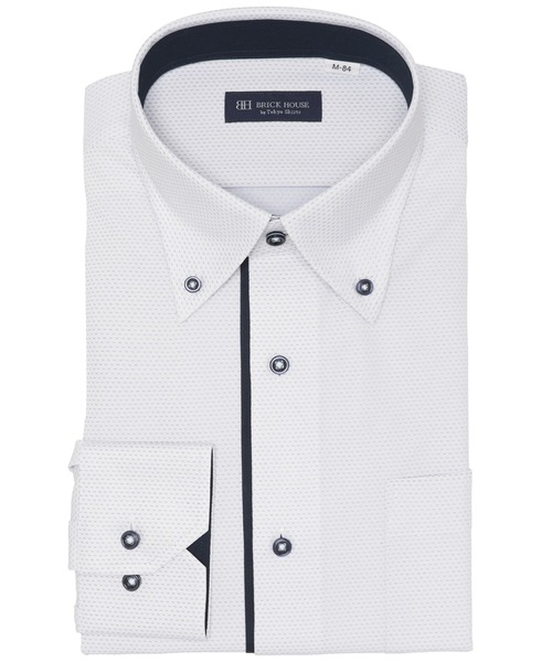 TOKYO SHIRTS(トウキョウシャツ)の「形態安定ノンアイロン ボタンダウン 長袖ストレッチビジネスワイシャツ(ビジネスシャツ・メンズ・ブルー・首回り41cm-裄丈86cm/首回り42cm-裄丈82cm/首回り42cm-裄丈86cm/首回り43cm-裄丈82cm/首回り43cm-裄丈86cm)」の1枚目の写真
