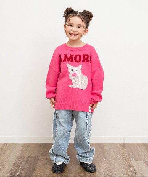 BREEZE（ブリーズ）の「【ジュニア対応】バラエティーニット（ニット/セーター・キッズ・ピンク/ブラック/オフホワイト/グレー・120/90/100/140）」の5枚目の写真