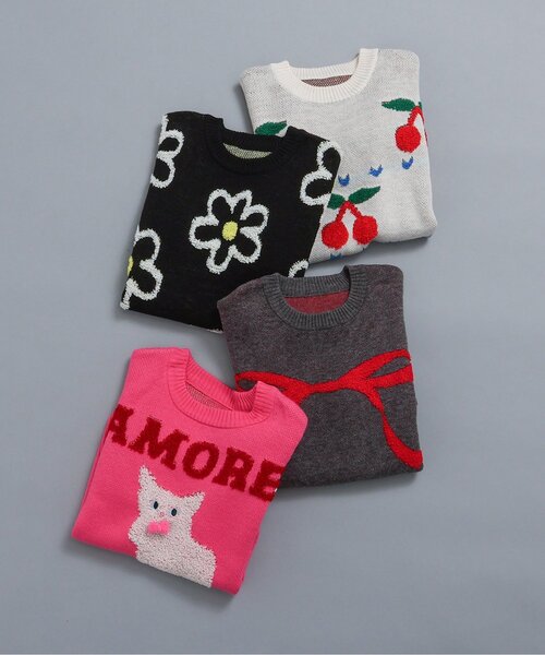 BREEZE（ブリーズ）の「【ジュニア対応】バラエティーニット（ニット/セーター・キッズ・ピンク/ブラック/オフホワイト/グレー・120/90/100/140）」の7枚目の写真