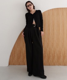 callautia | ベルト付きダブルタックワイドパンツ(スラックス)