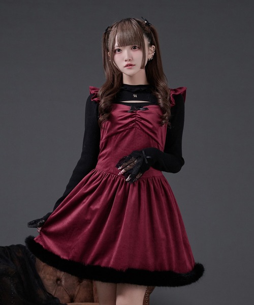 pal elfy ファー付きベロアキャミワンピース Pal elfy（パルエルフィー）の「ファー付きベロアキャミワンピース
