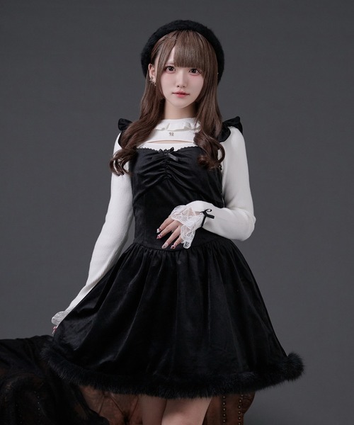 ファー付きベロアキャミワンピース（ワンピース）｜Pal elfy（パル