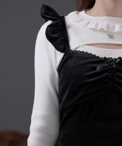 ファー付きベロアキャミワンピース（ワンピース）｜Pal elfy（パル