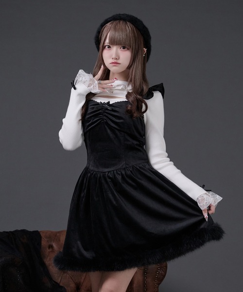 pal elfy ファー付きベロアキャミワンピース Pal elfy（パルエルフィー）の「ファー付きベロアキャミワンピース