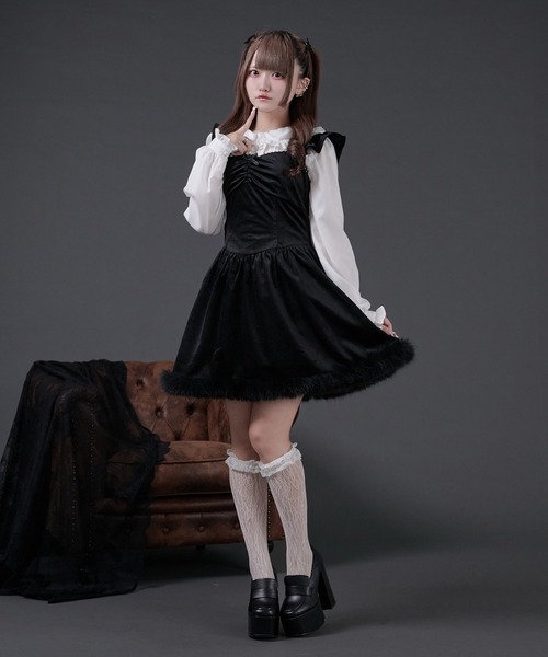 ファー付きベロアキャミワンピース（ワンピース）｜Pal elfy（パル