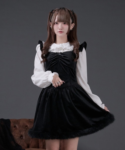 ファー付きベロアキャミワンピース（ワンピース）｜Pal elfy（パル