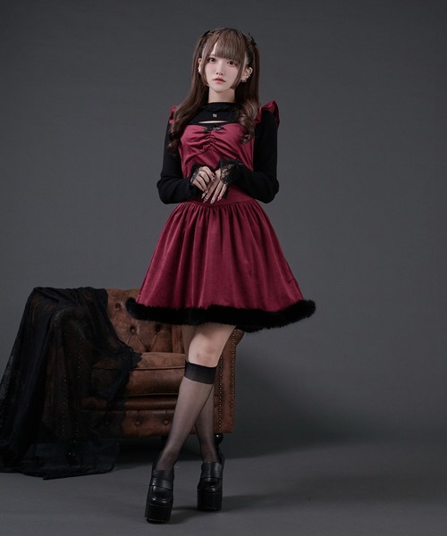 ファー付きベロアキャミワンピース（ワンピース）｜Pal elfy（パル