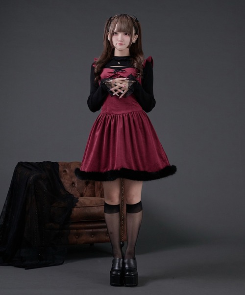 Pal elfy（パルエルフィー）の「ファー付きベロアキャミワンピース