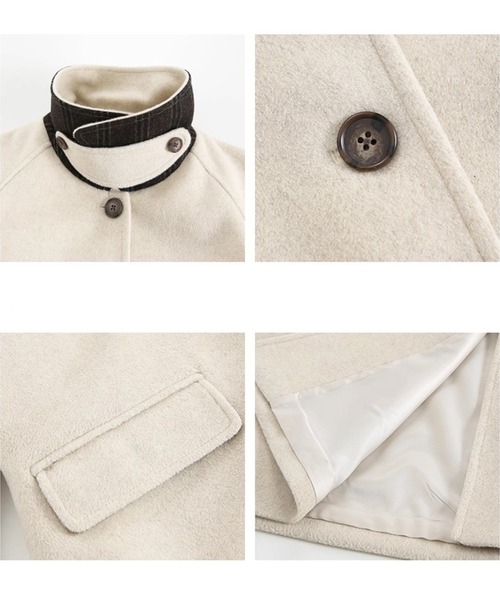 スタンドカラー ウエストベルト付きロングコート FD25W019【Fano