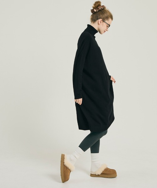 coca（coca）（コカ）の「【WEB限定セール】タートルニットワンピース（チュニック・レディース・グレー/ブラック・L/M/S）」の7枚目の写真