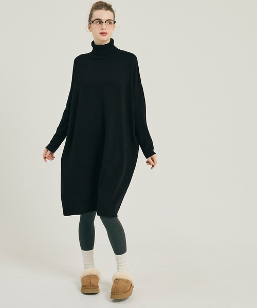 coca（coca）（コカ）の「【WEB限定セール】タートルニットワンピース（チュニック・レディース・グレー/ブラック・L/M/S）」の8枚目の写真