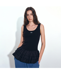 NICOLE MULTI FRILL SLEEVELESS TOP_BLACK