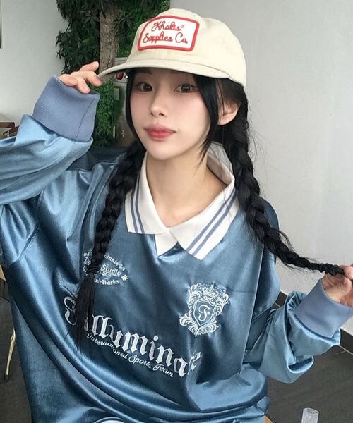 F.ILLUMINATE(フィルミネイト)の「ベルベットカラー ロングスリーブ-スカイブルー(ポロシャツ・レディース・その他・SMALL/MEDIUM/LARGE)」の14枚目の写真