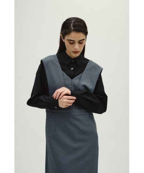 RIM.ARK(リムアーク)の「Synthetic leather tie SH シンセティックレザータイシャツ(シャツ/ブラウス・レディース・ライトブラウン/ブラック・FREE)」の3枚目の写真