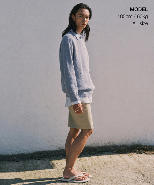 MUSINSA STANDARD（ムシンサスタンダード）の「コットンリブクルーネックニット[スカイブルー]（ニット/セーター・メンズ・その他・SMALL/MEDIUM/LARGE/X-LARGE/XX-LARGE）」の2枚目の写真