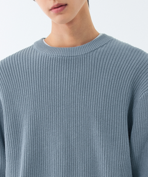 MUSINSA STANDARD（ムシンサスタンダード）の「コットンリブクルーネックニット[スカイブルー]（ニット/セーター・メンズ・その他・SMALL/MEDIUM/LARGE/X-LARGE/XX-LARGE）」の6枚目の写真