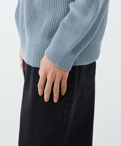 MUSINSA STANDARD（ムシンサスタンダード）の「コットンリブクルーネックニット[スカイブルー]（ニット/セーター・メンズ・その他・SMALL/MEDIUM/LARGE/X-LARGE/XX-LARGE）」の8枚目の写真