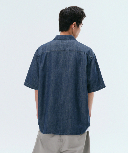 MUSINSA STANDARD（ムシンサスタンダード）の「リラックスド半袖デニムシャツ[インディゴ]（シャツ/ブラウス・メンズ・その他・SMALL/MEDIUM/LARGE/X-LARGE/XX-LARGE）」の3枚目の写真