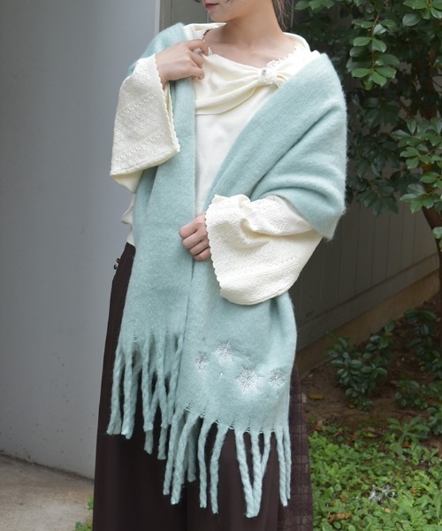 axes femme（アクシーズファム）の「雪の結晶刺繍ストール（ストール/ショール・レディース・グレイッシュベージュ/キナリ/ミント・FREE）」の3枚目の写真