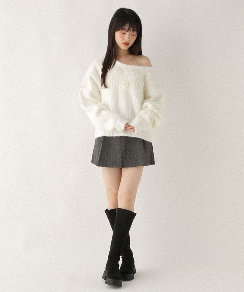 Heather(ヘザー)の「フラワーモチーフニット 612876(ニット/セーター・レディース・オフホワイト/グレー/ブルー・FREE)」の5枚目の写真