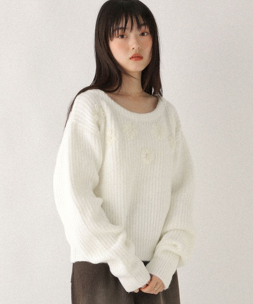 Heather(ヘザー)の「フラワーモチーフニット 612876(ニット/セーター・レディース・オフホワイト/グレー/ブルー・FREE)」の10枚目の写真