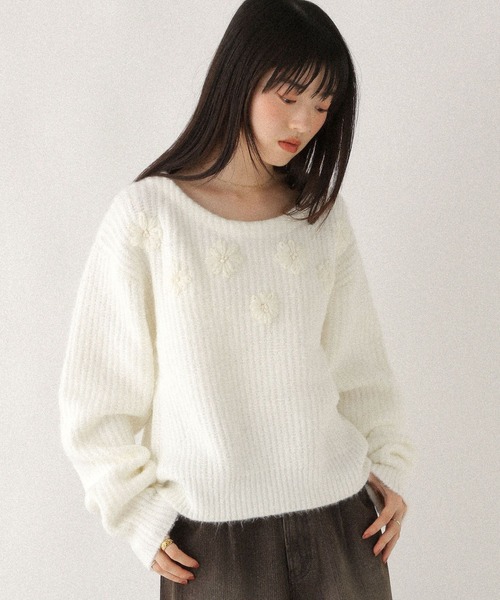 Heather(ヘザー)の「フラワーモチーフニット 612876(ニット/セーター・レディース・オフホワイト/グレー/ブルー・FREE)」の11枚目の写真
