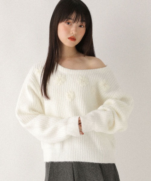 Heather(ヘザー)の「フラワーモチーフニット 612876(ニット/セーター・レディース・オフホワイト/グレー/ブルー・FREE)」の13枚目の写真