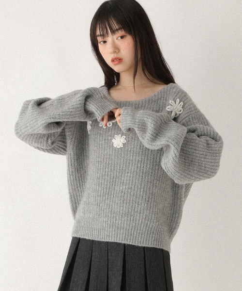 Heather(ヘザー)の「フラワーモチーフニット 612876(ニット/セーター・レディース・オフホワイト/グレー/ブルー・FREE)」の17枚目の写真