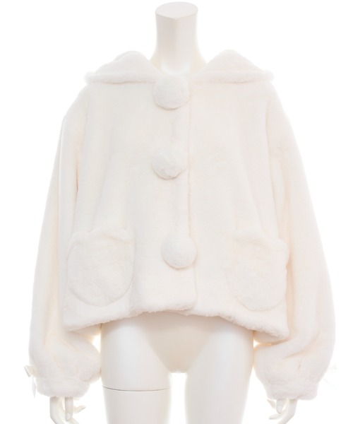 Secret Honey(シークレットハニー)の「うさ耳ショートファーコート(その他アウター・レディース・オフホワイト/ブラック・MEDIUM)」の11枚目の写真