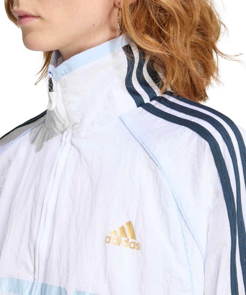 adidas（アディダス）の「adidas TEAMGEIST 2.0 TRACKTOP / アディダス チームガイスト 2.0 トラックトップ（ナイロンジャケット・レディース・ホワイト・S/L/M）」の2枚目の写真