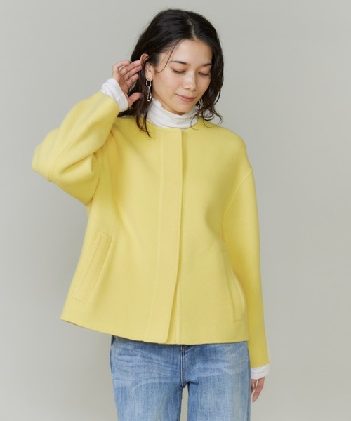INED(イネド)の「ライトウエイト両面ビーバー ノーカラーショートコート(ノーカラーコート・レディース・アイボリー/チャコールグレー/ネイビー・7号/9号)」の22枚目の写真
