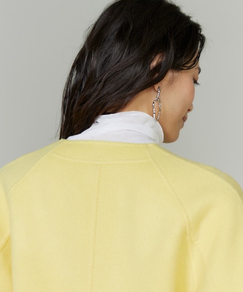 セール】ライトウエイト両面ビーバー ノーカラーショートコート（ノー