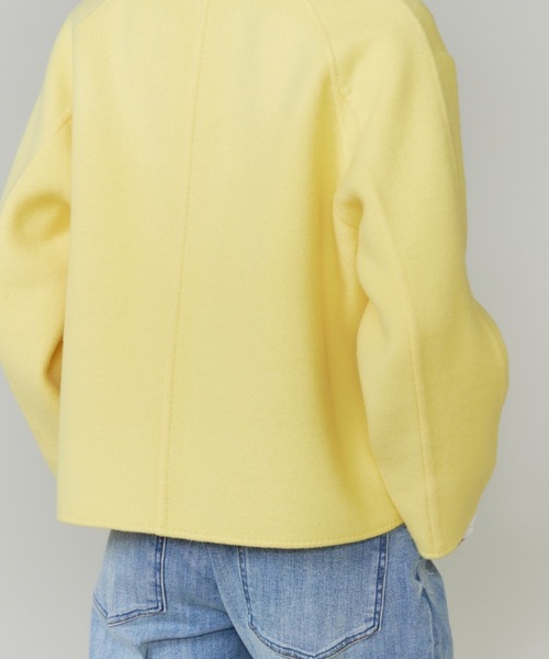 セール】ライトウエイト両面ビーバー ノーカラーショートコート（ノー