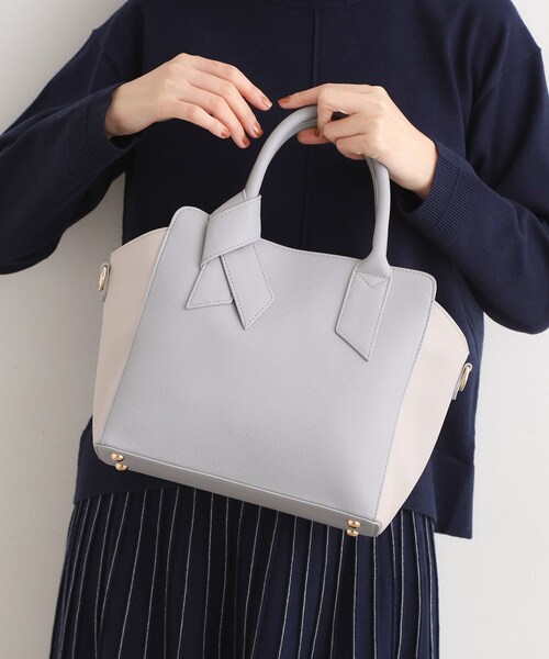 grove(グローブ)の「【人間工学】ノットハンドル2WAYトート(トートバッグ・レディース・ブラック/ナチュラル/ライトグレー系4/サックスブルー系4・00)」の1枚目の写真