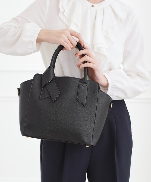 grove(グローブ)の「【人間工学】ノットハンドル2WAYトート(トートバッグ・レディース・ブラック/ナチュラル/ライトグレー系4/サックスブルー系4・00)」の2枚目の写真