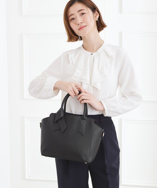 grove(グローブ)の「【人間工学】ノットハンドル2WAYトート(トートバッグ・レディース・ブラック/ナチュラル/ライトグレー系4/サックスブルー系4・00)」の5枚目の写真