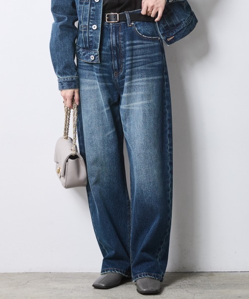 CHIC STYLE（シックスタイル）の「綿100％ワイドルーズデニムパンツ＜大きいサイズ有＞シックスタイル（デニムパンツ・レディース・ブルー系/ネイビー系・68/70/73/76/80/84/88/92/96/98/106）」の4枚目の写真