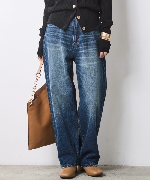 CHIC STYLE（シックスタイル）の「綿100％ワイドルーズデニムパンツ＜大きいサイズ有＞シックスタイル（デニムパンツ・レディース・ブルー系/ネイビー系・68/70/73/76/80/84/88/92/96/98/106）」の6枚目の写真