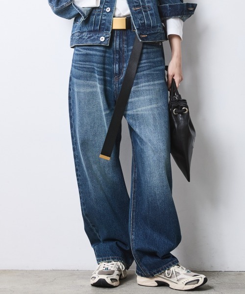 CHIC STYLE（シックスタイル）の「綿100％ワイドルーズデニムパンツ＜大きいサイズ有＞シックスタイル（デニムパンツ・レディース・ブルー系/ネイビー系・68/70/73/76/80/84/88/92/96/98/106）」の8枚目の写真