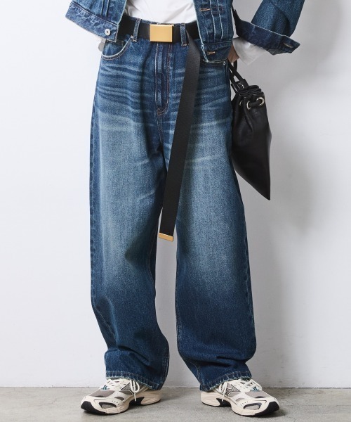 CHIC STYLE（シックスタイル）の「綿100％ワイドルーズデニムパンツ＜大きいサイズ有＞シックスタイル（デニムパンツ・レディース・ブルー系/ネイビー系・68/70/73/76/80/84/88/92/96/98/106）」の9枚目の写真