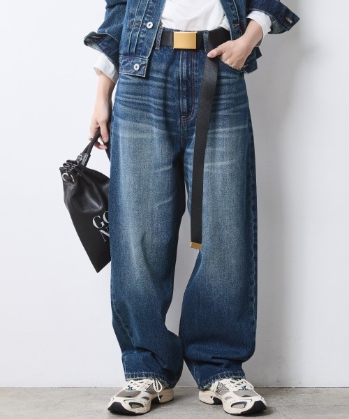 CHIC STYLE（シックスタイル）の「綿100％ワイドルーズデニムパンツ＜大きいサイズ有＞シックスタイル（デニムパンツ・レディース・ブルー系/ネイビー系・68/70/73/76/80/84/88/92/96/98/106）」の10枚目の写真