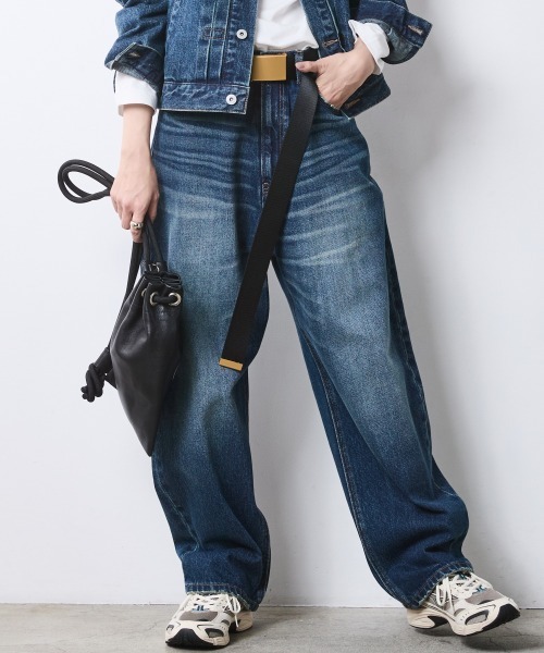 CHIC STYLE（シックスタイル）の「綿100％ワイドルーズデニムパンツ＜大きいサイズ有＞シックスタイル（デニムパンツ・レディース・ブルー系/ネイビー系・68/70/73/76/80/84/88/92/96/98/106）」の11枚目の写真