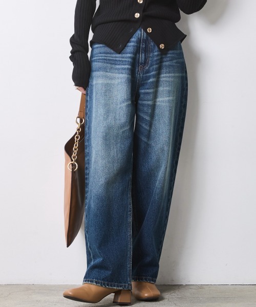 CHIC STYLE（シックスタイル）の「綿100％ワイドルーズデニムパンツ＜大きいサイズ有＞シックスタイル（デニムパンツ・レディース・ブルー系/ネイビー系・68/70/73/76/80/84/88/92/96/98/106）」の12枚目の写真