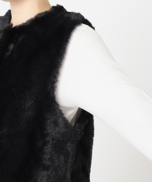 WEB限定追加3》ダブルフェイスフェザークルーネックベスト（ベスト