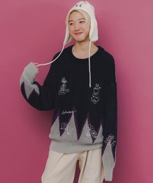 ScoLar Parity | 353128：落書き調Parityキャラジャガードニットプルオーバー(Tシャツ/カットソー)