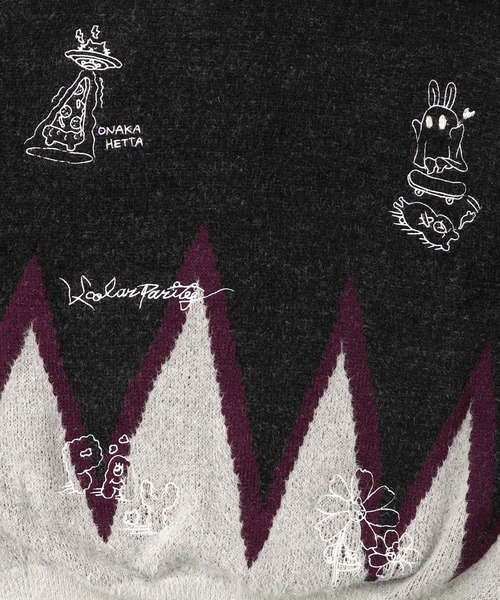 ScoLar Parity（スカラーパリティ）の「353128：落書き調Parityキャラジャガードニットプルオーバー（Tシャツ/カットソー・レディース・ブルー/ブラック・M）」の9枚目の写真